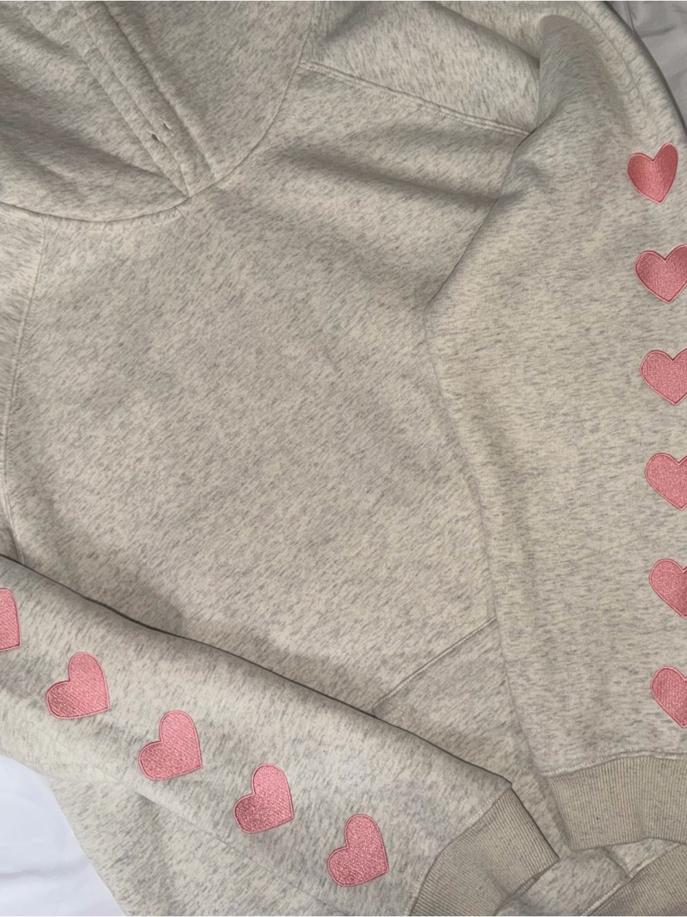 Dandy Worldwide Hoodie with Embroidered Pink Heart Sleeve Detail